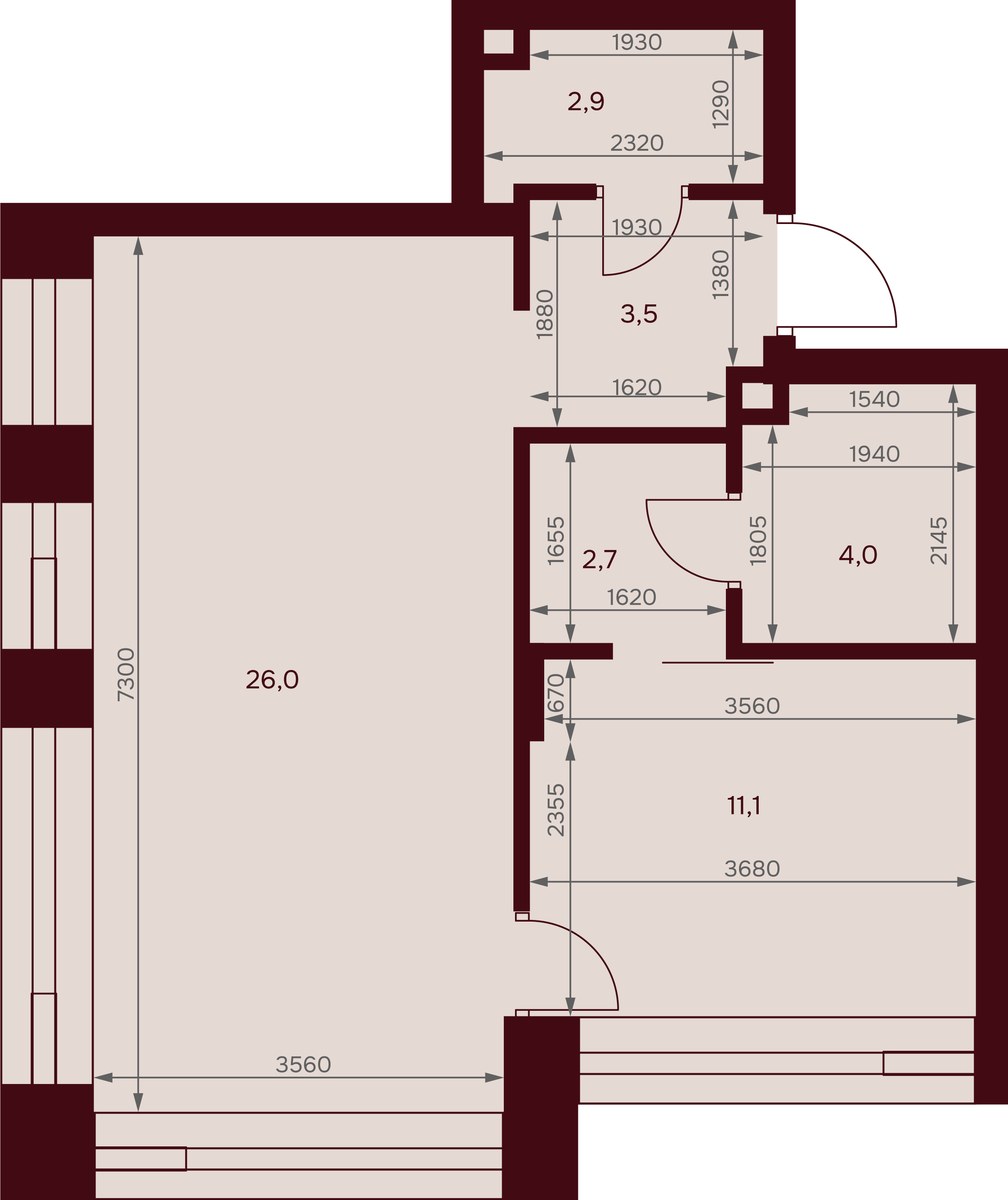 Планировка 49.7 м²