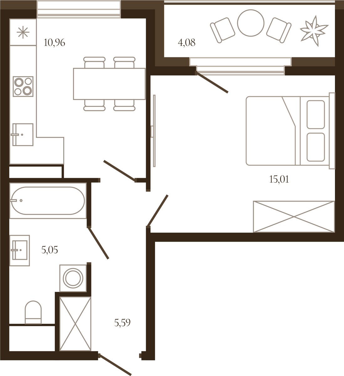 Планировка 38.65 м²