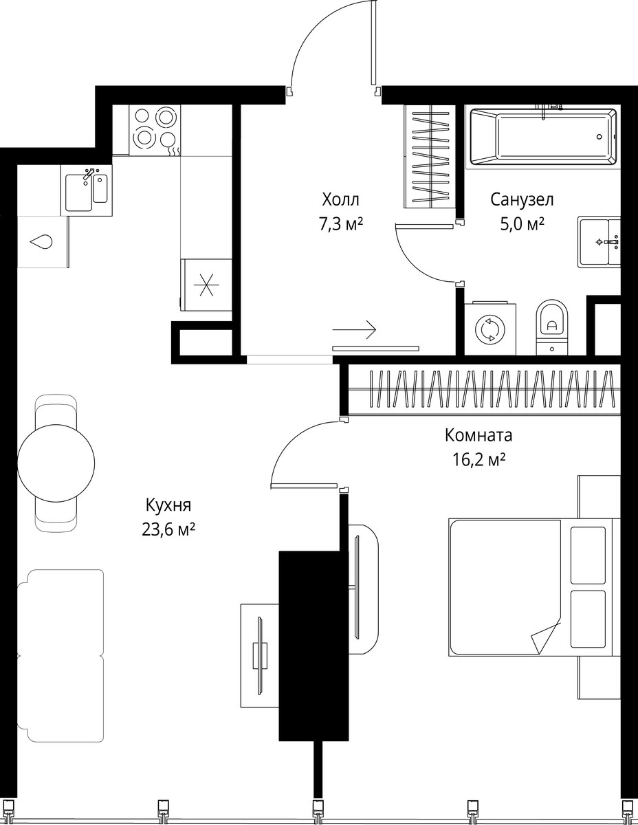 Планировка 52.1 м²