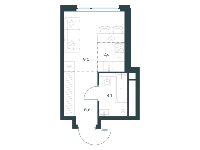 Планировка 22.1 м²