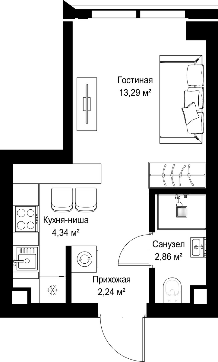 Планировка 22.73 м²
