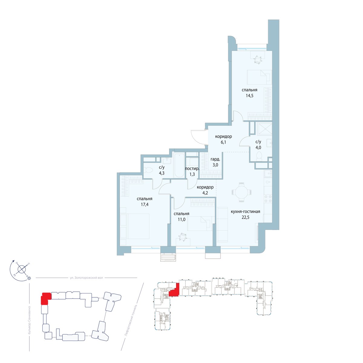 Планировка 88.3 м²