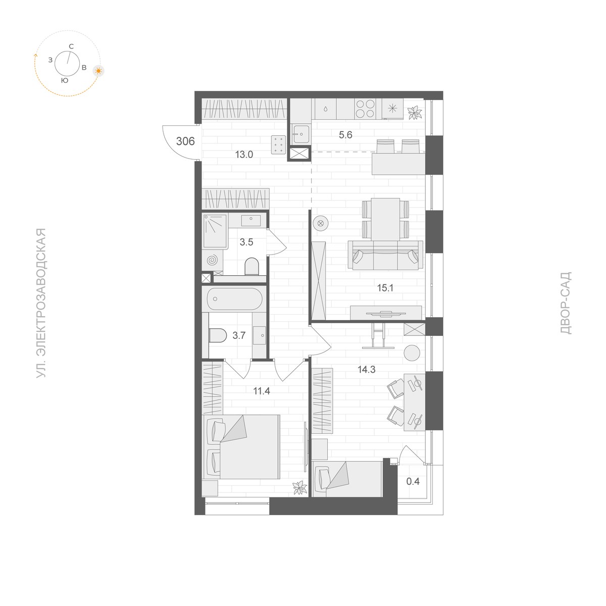 Планировка 66.8 м²