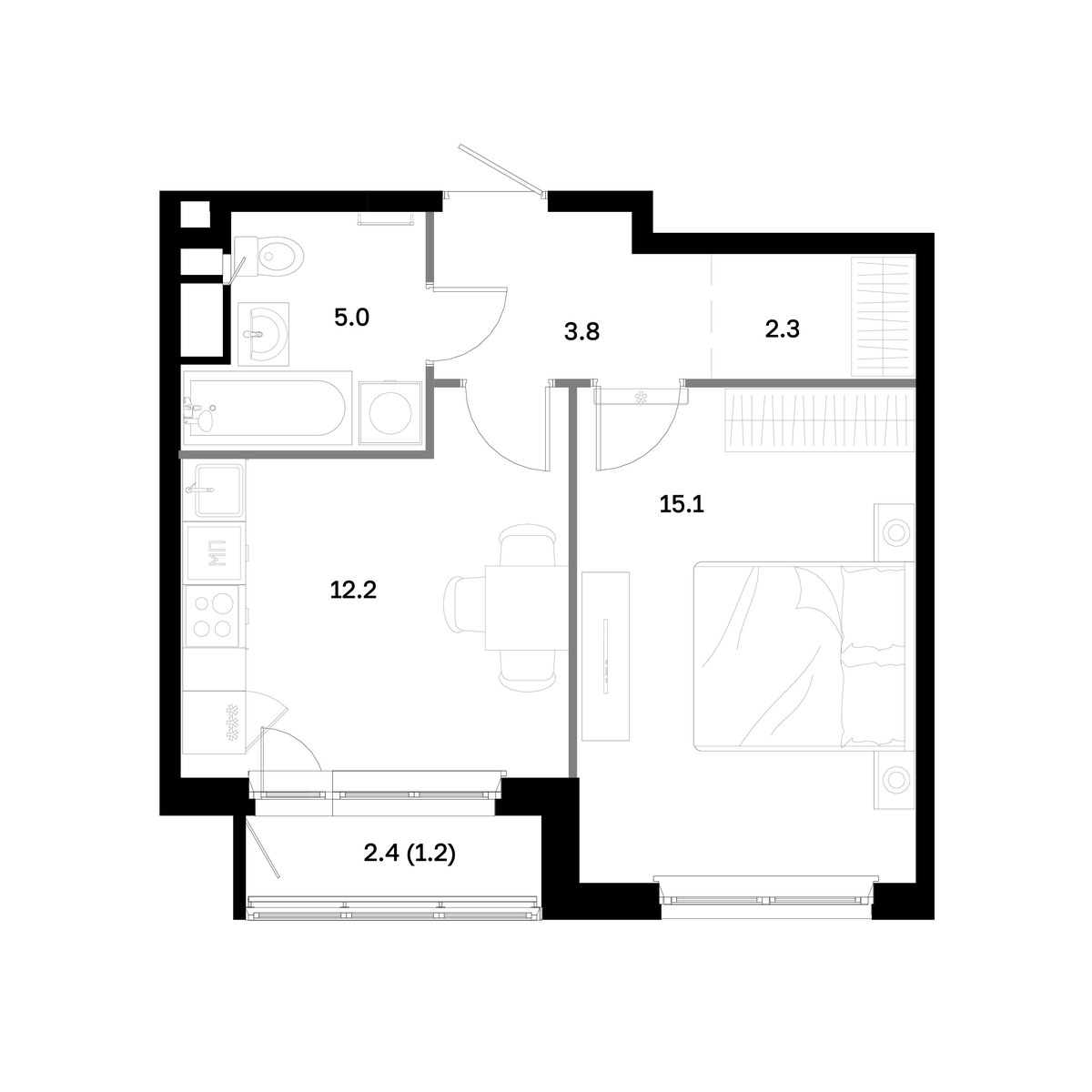 Планировка 39.0 м²