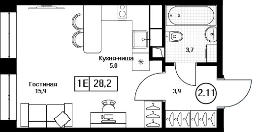 Планировка 28.2 м²