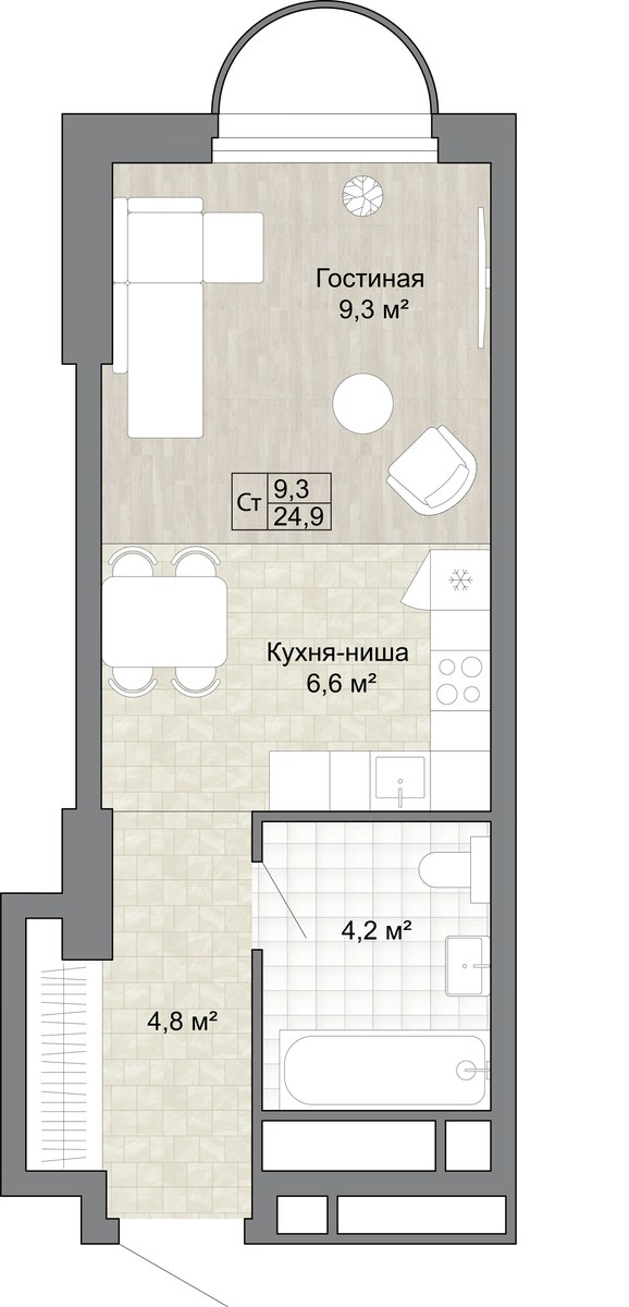 Планировка 24.9 м²