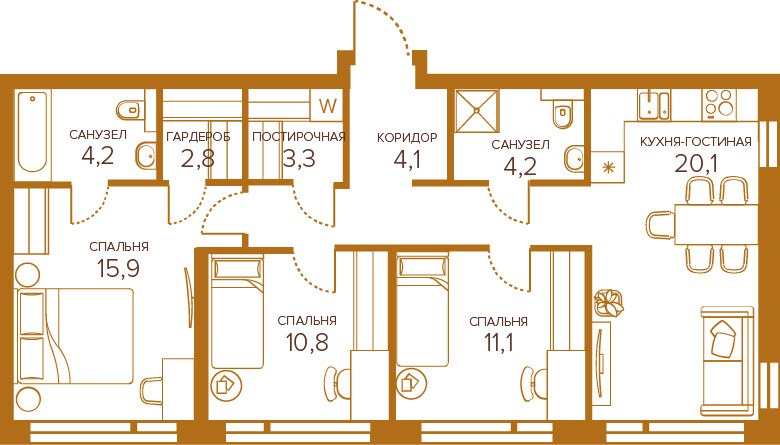 Планировка 83.7 м²