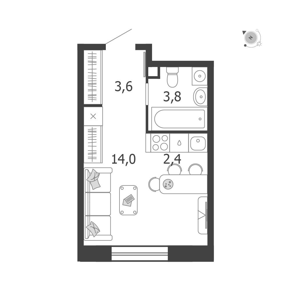 Планировка 23.8 м²