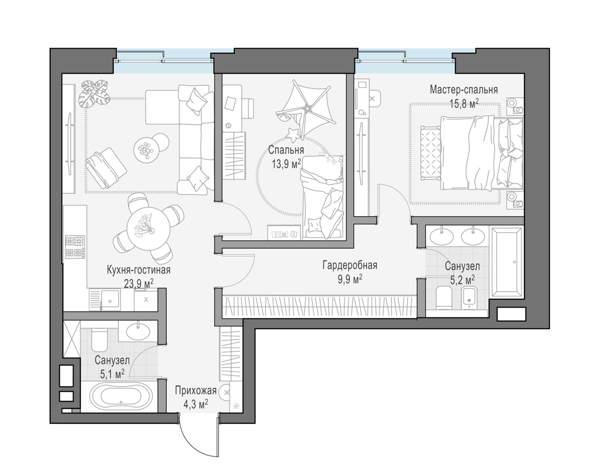 Планировка 82.7 м²