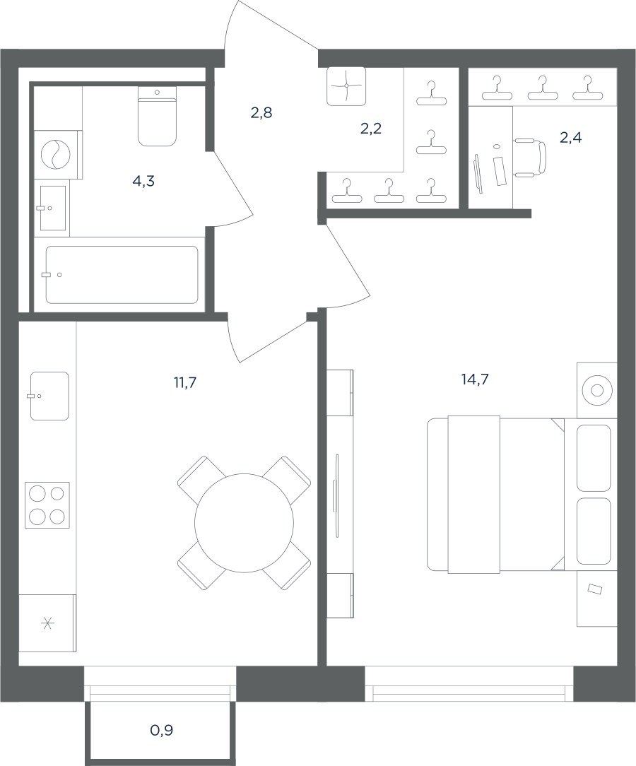 Планировка 38.4 м²