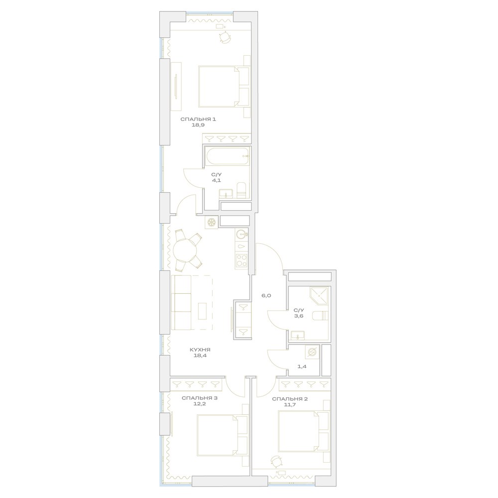 Планировка 76.3 м²