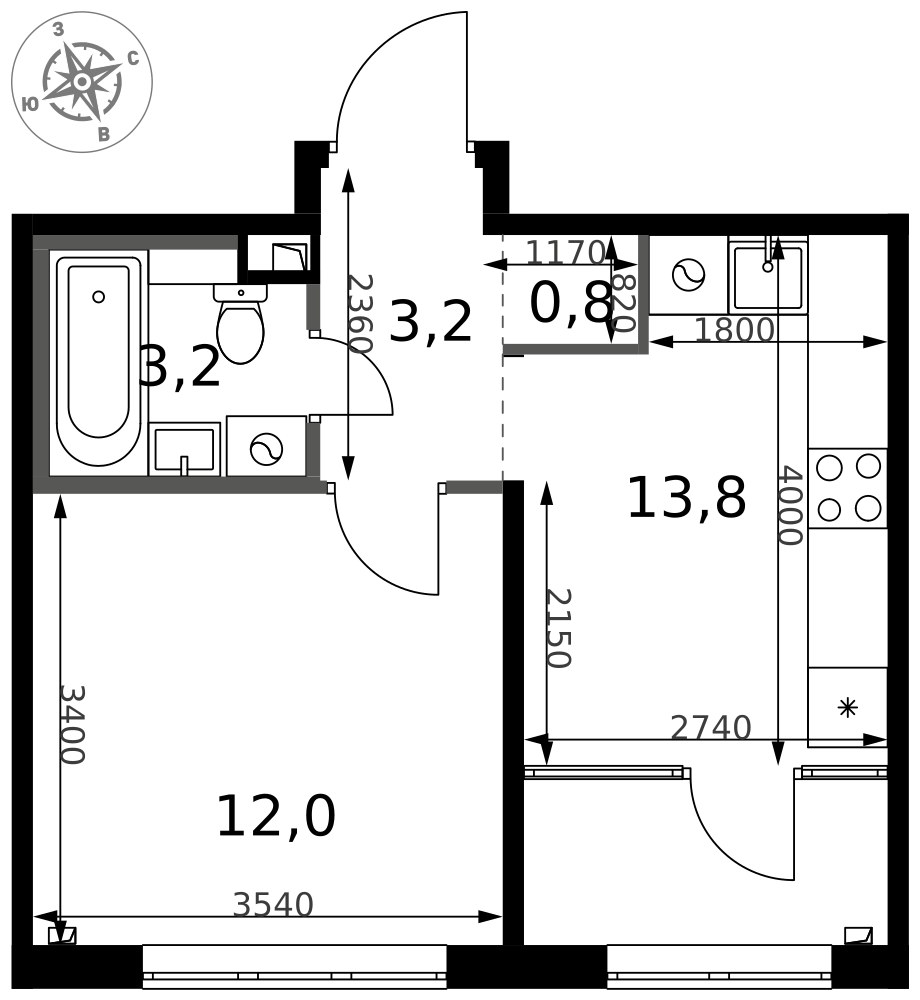 Планировка 33.0 м²