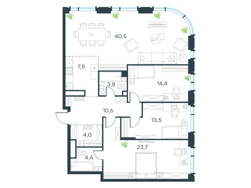 Планировка 122.4 м²