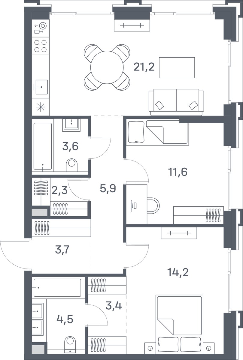 Планировка 70.4 м²