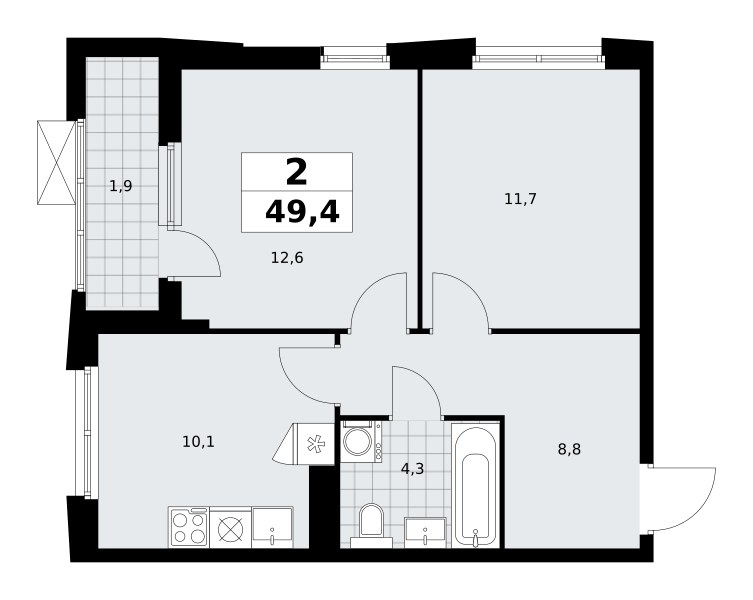 Планировка 49.4 м²