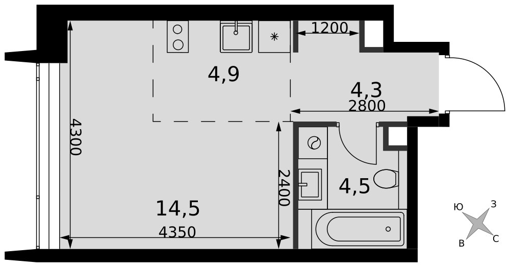 Планировка 28.2 м²