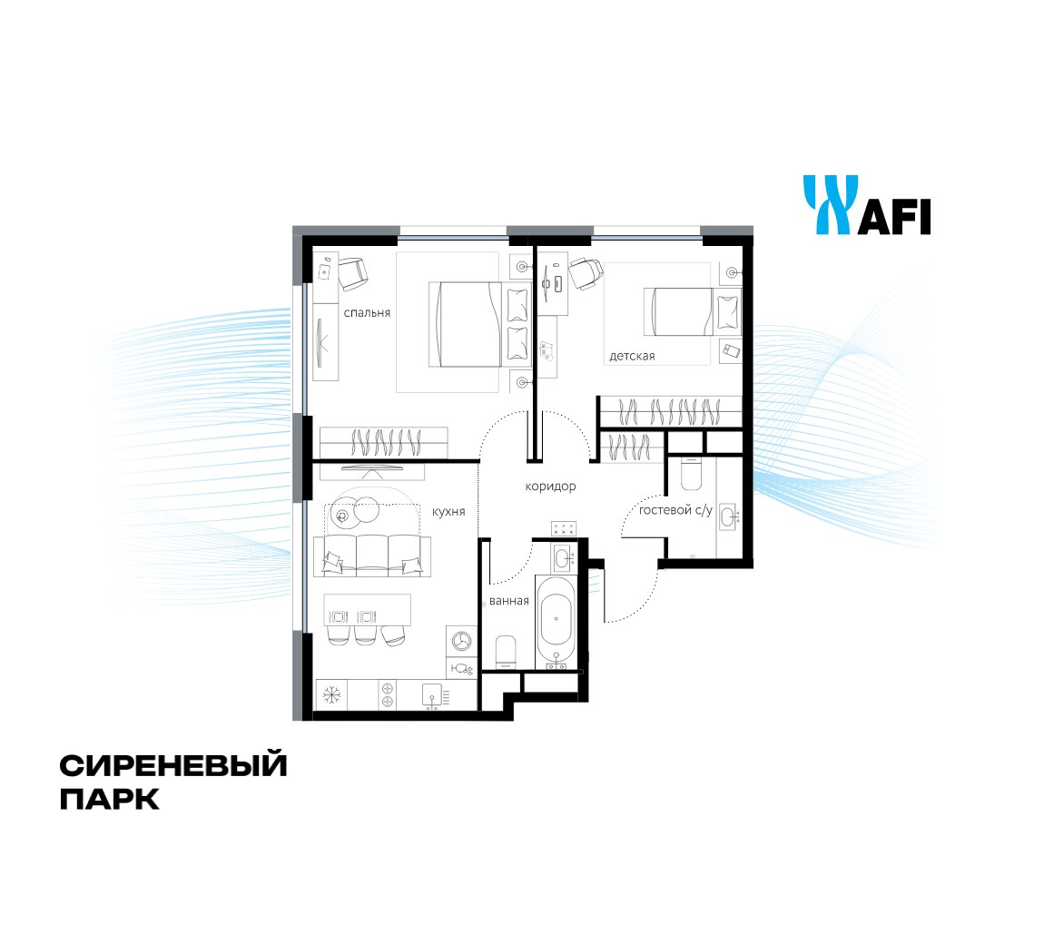 Планировка 56.6 м²