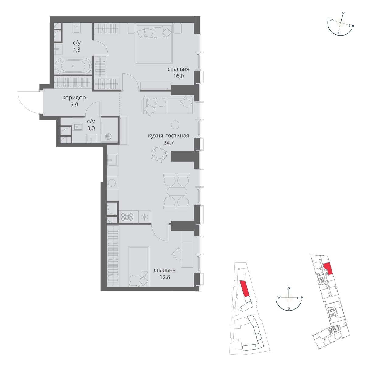 Планировка 66.7 м²