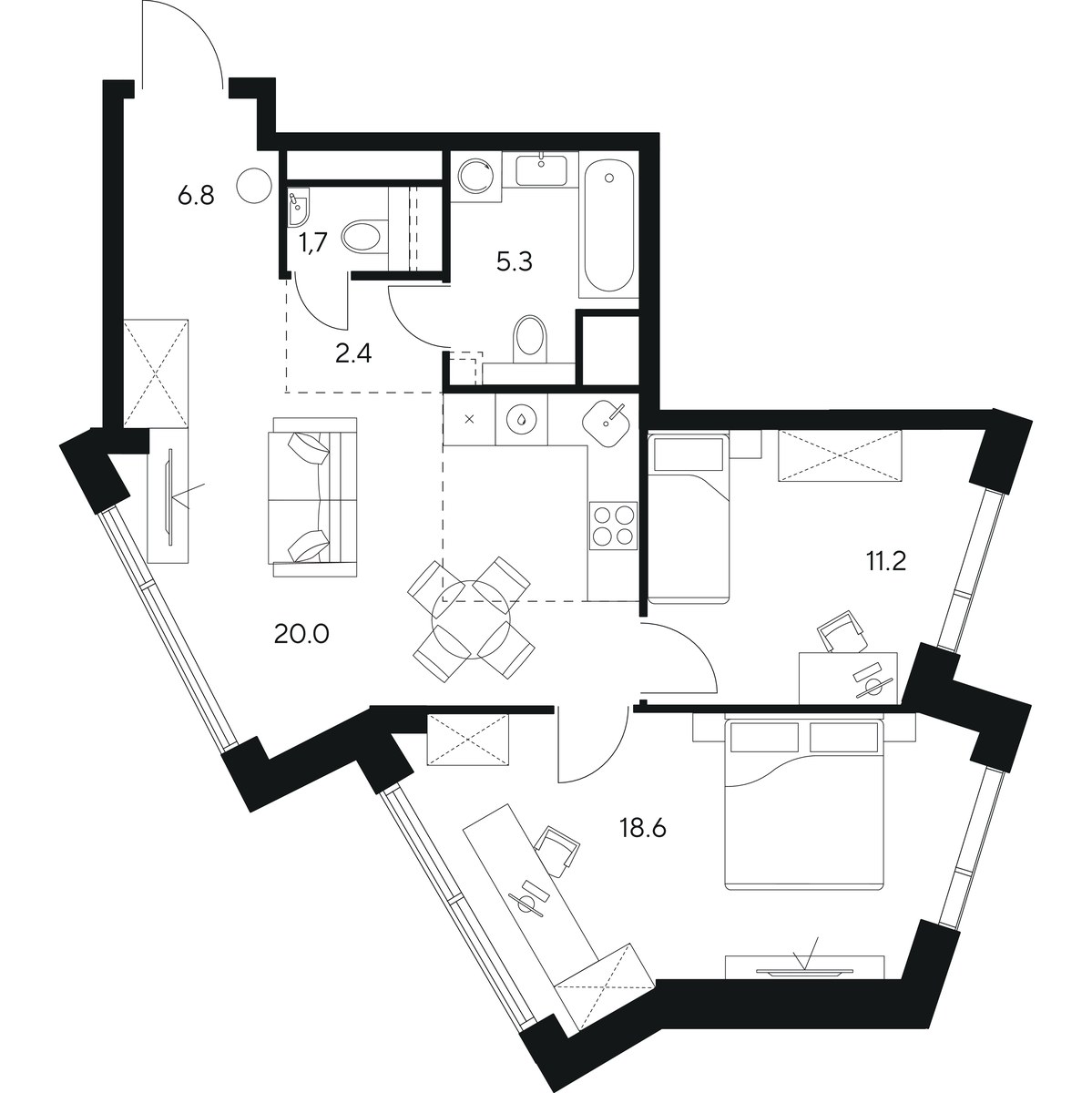 Планировка 66.0 м²