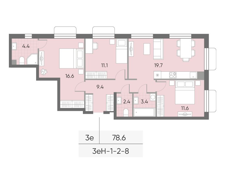Планировка 78.6 м²