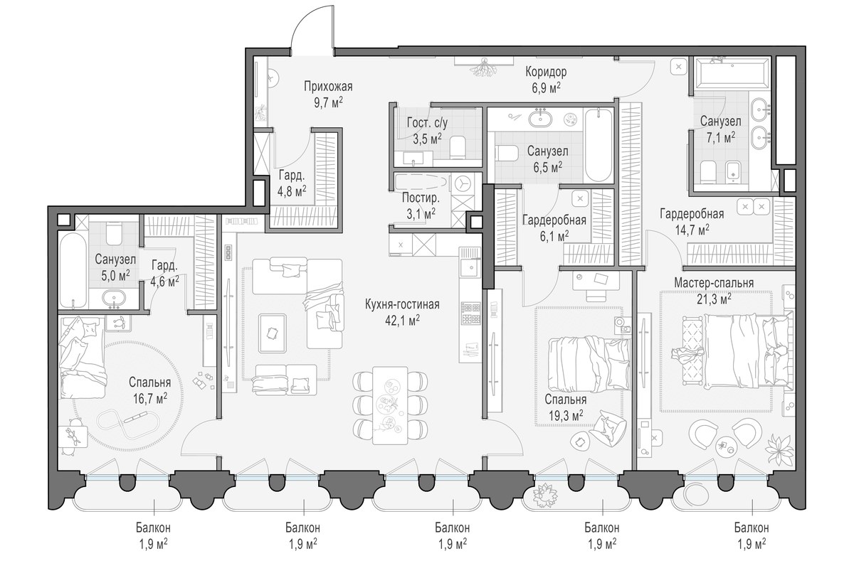 Планировка 174.5 м²