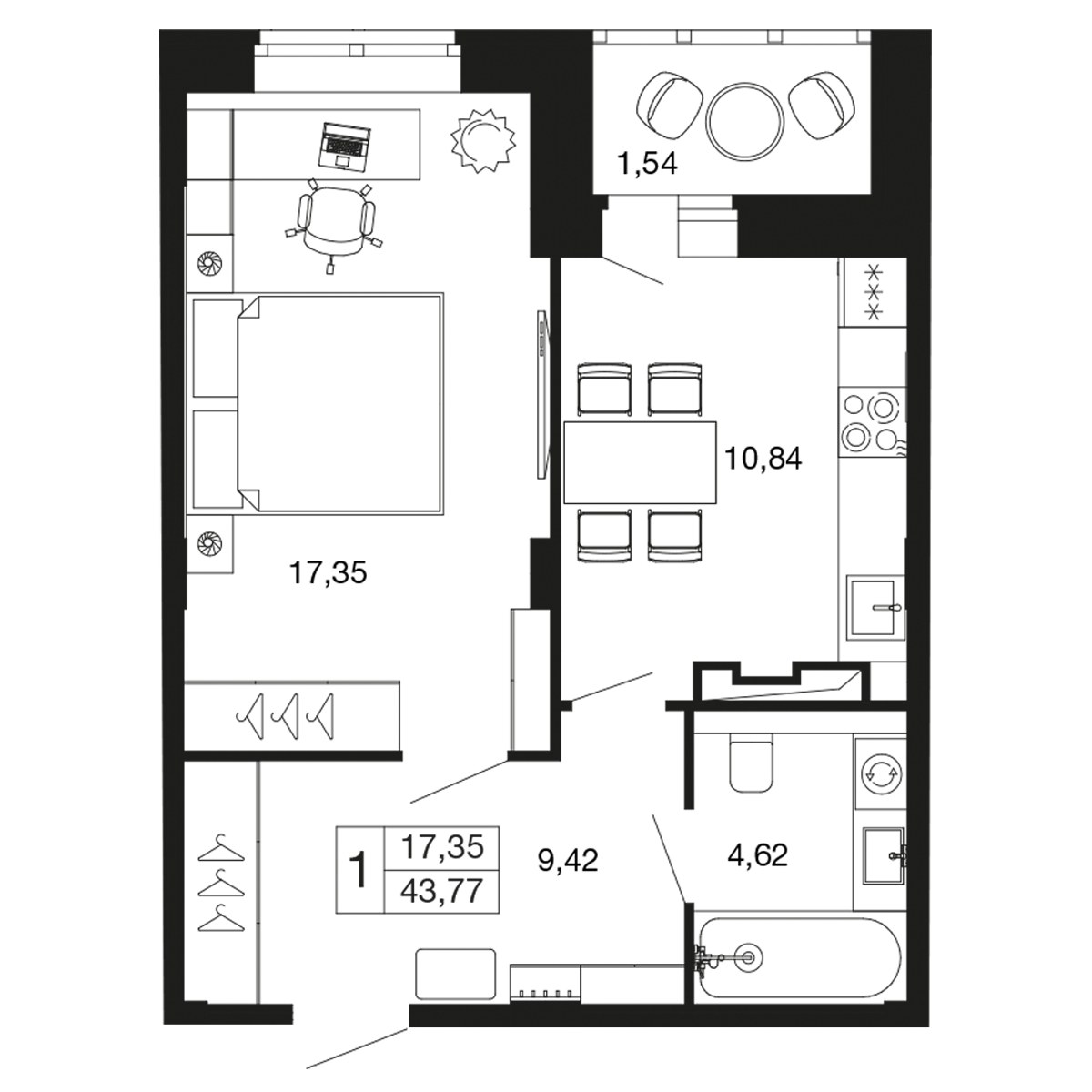 Планировка 42.2 м²