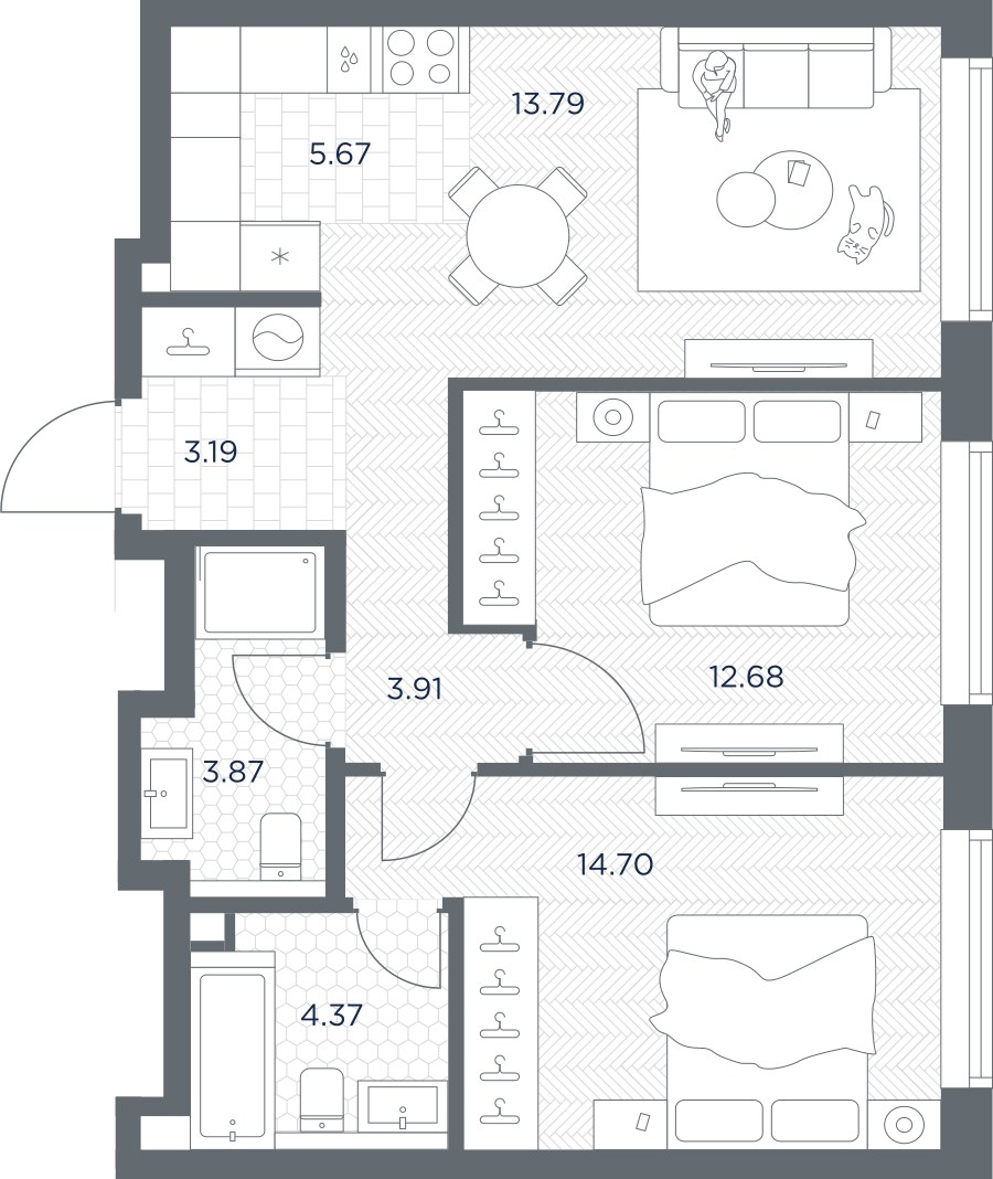 Планировка 62.18 м²