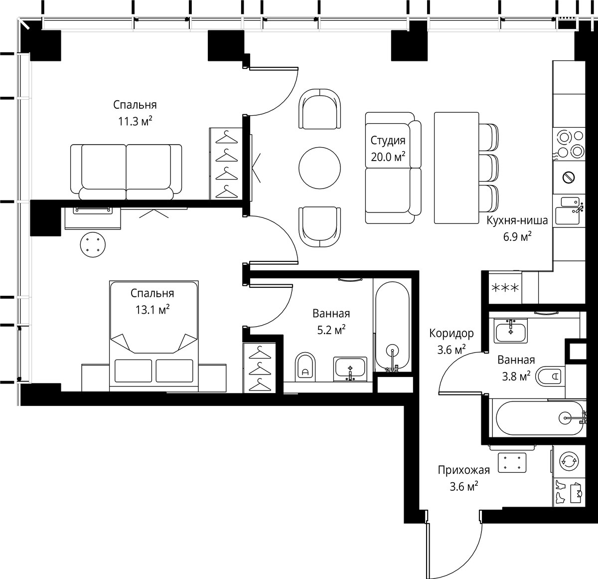 Планировка 67.5 м²