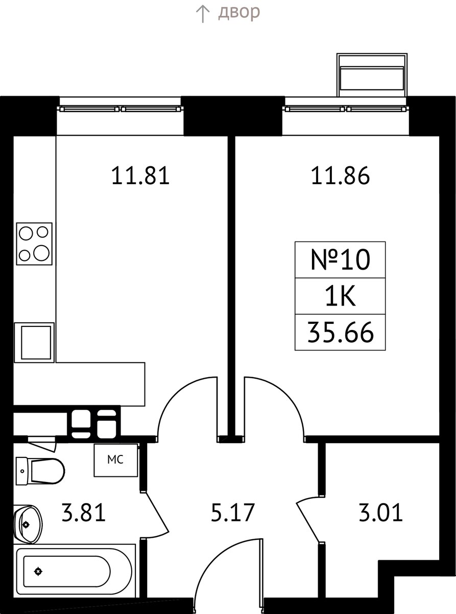 Планировка 35.66 м²