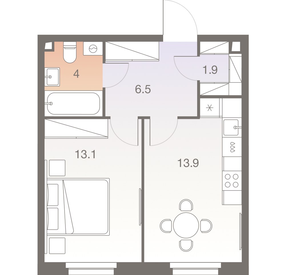 Планировка 39.7 м²