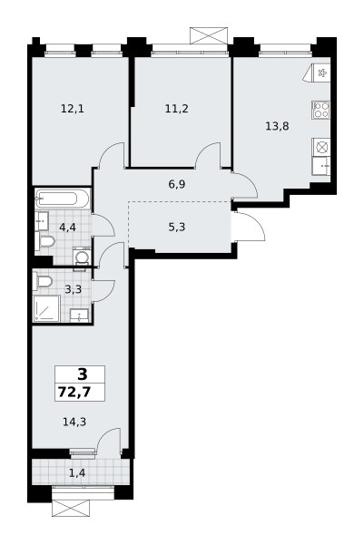 Планировка 72.7 м²