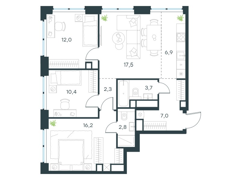 Планировка 78.8 м²