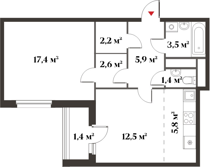 Планировка 51.0 м²