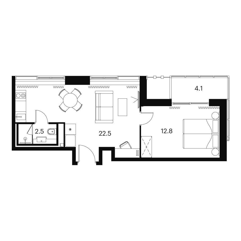 Планировка 41.9 м²