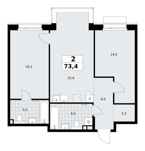 Планировка 73.4 м²