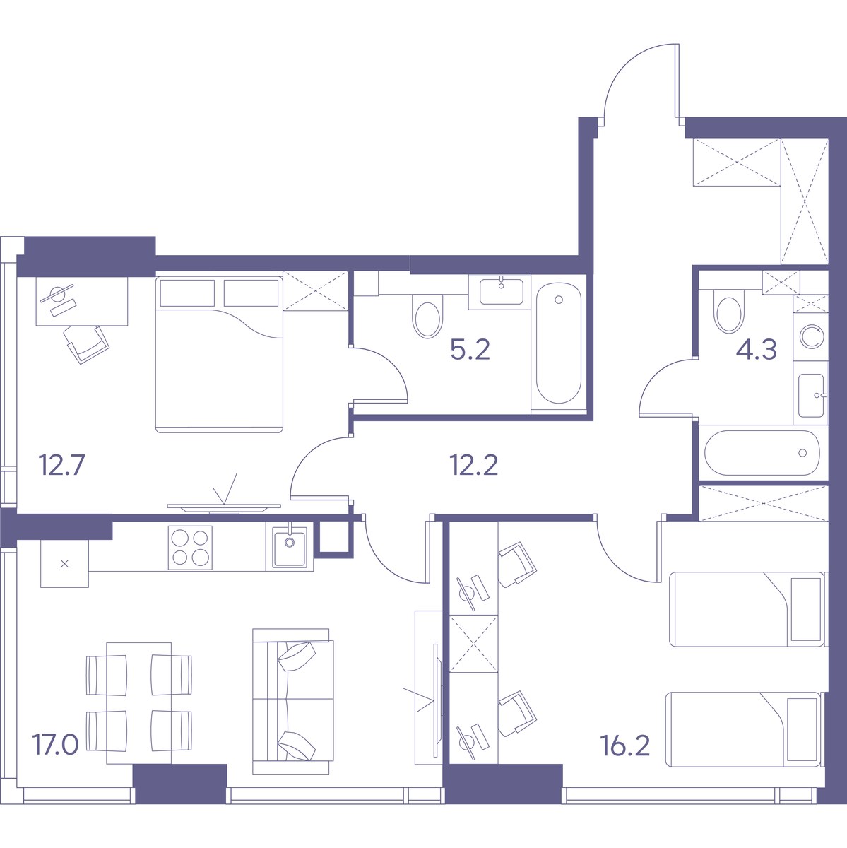 Планировка 67.6 м²