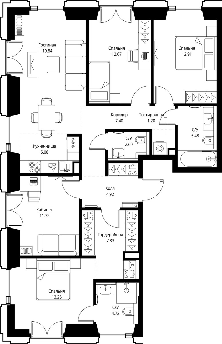 Планировка 109.62 м²