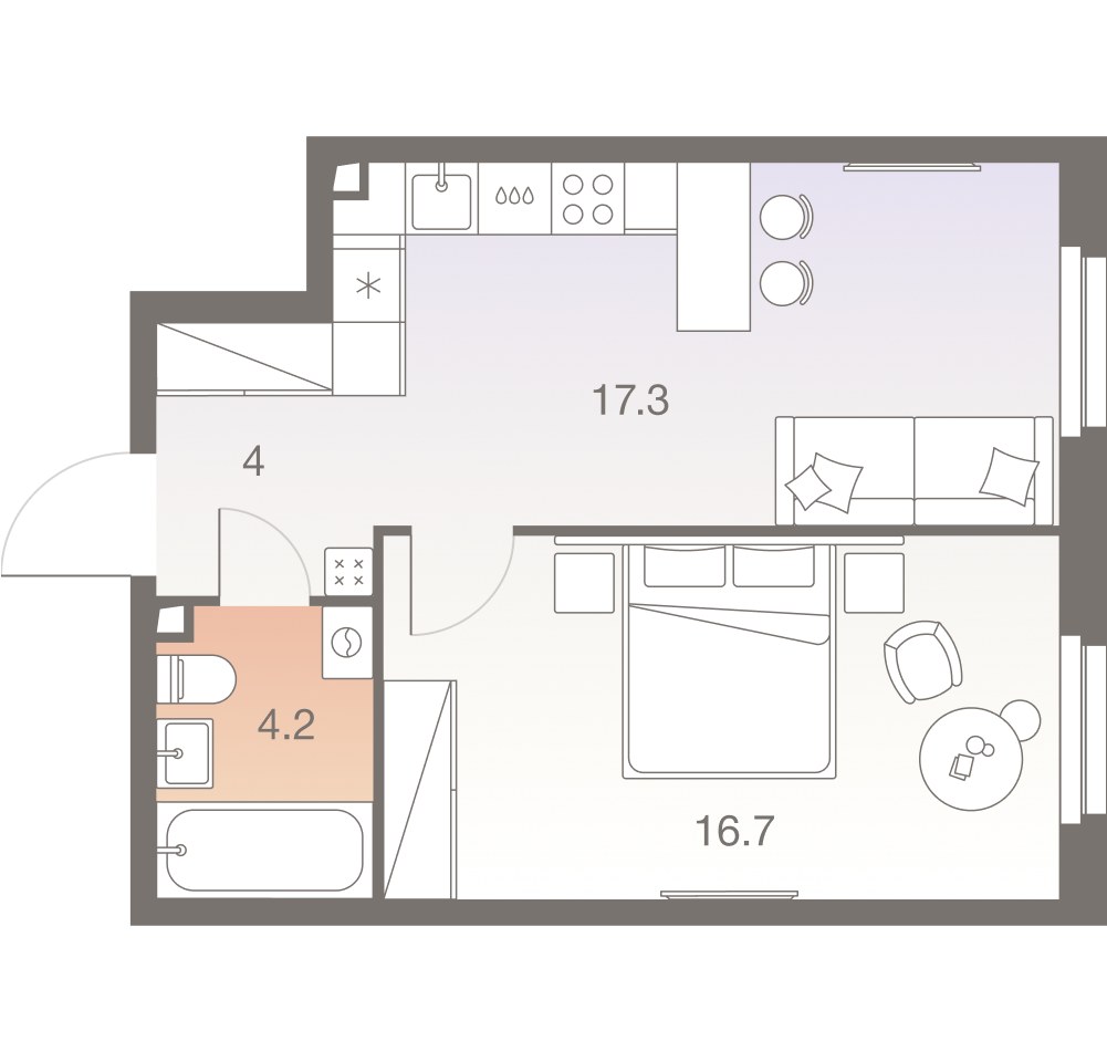 Планировка 42.2 м²
