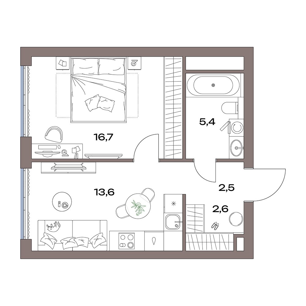Планировка 40.8 м²