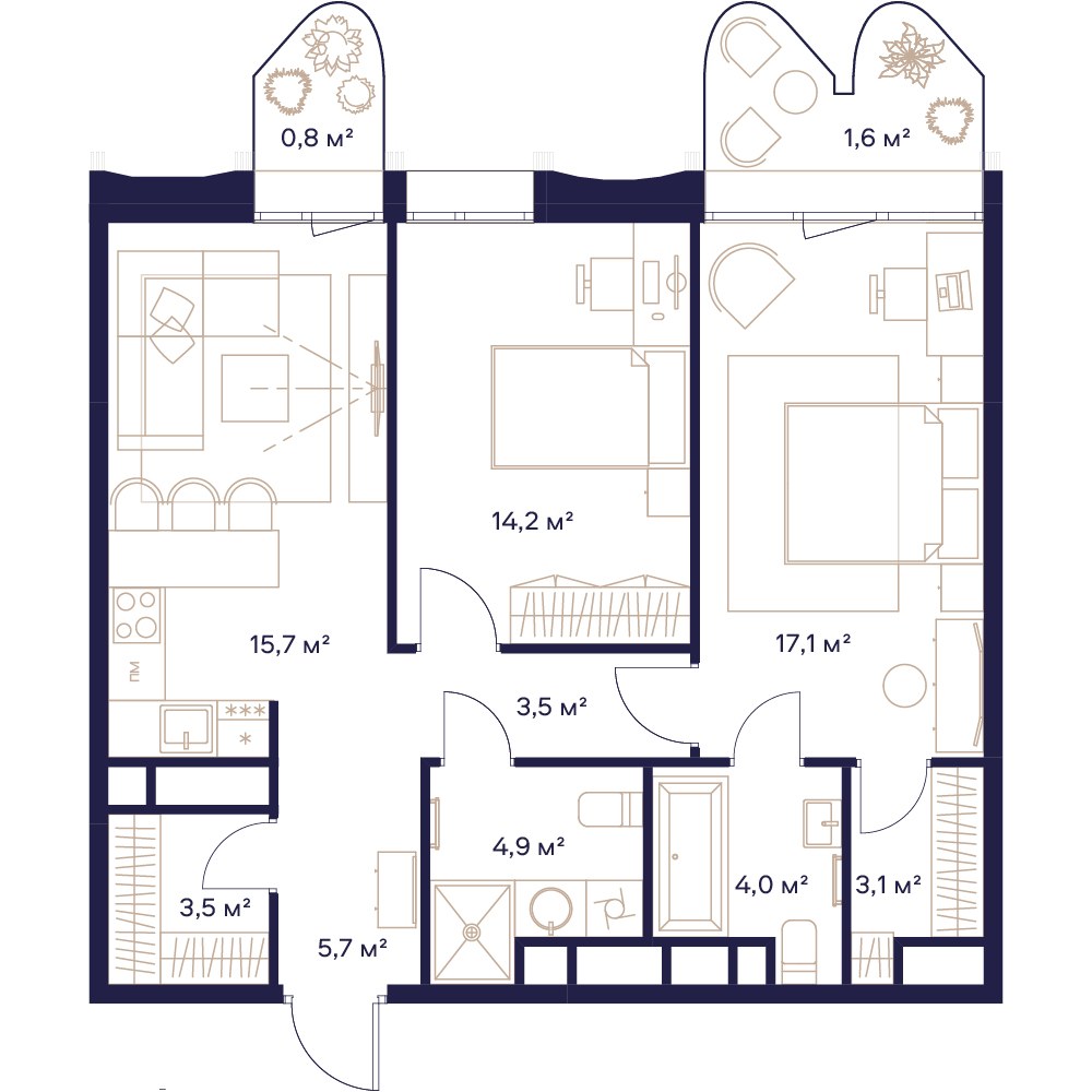 Планировка 73.8 м²