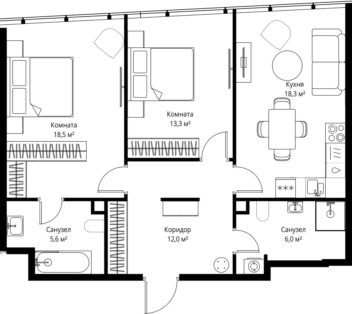 Планировка 73.7 м²