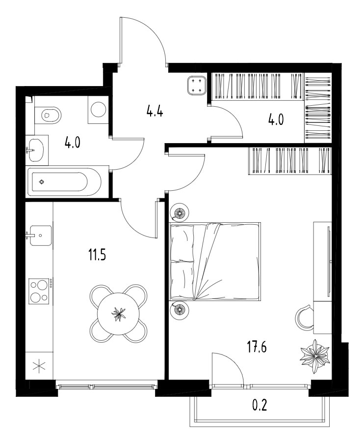 Планировка 41.9 м²