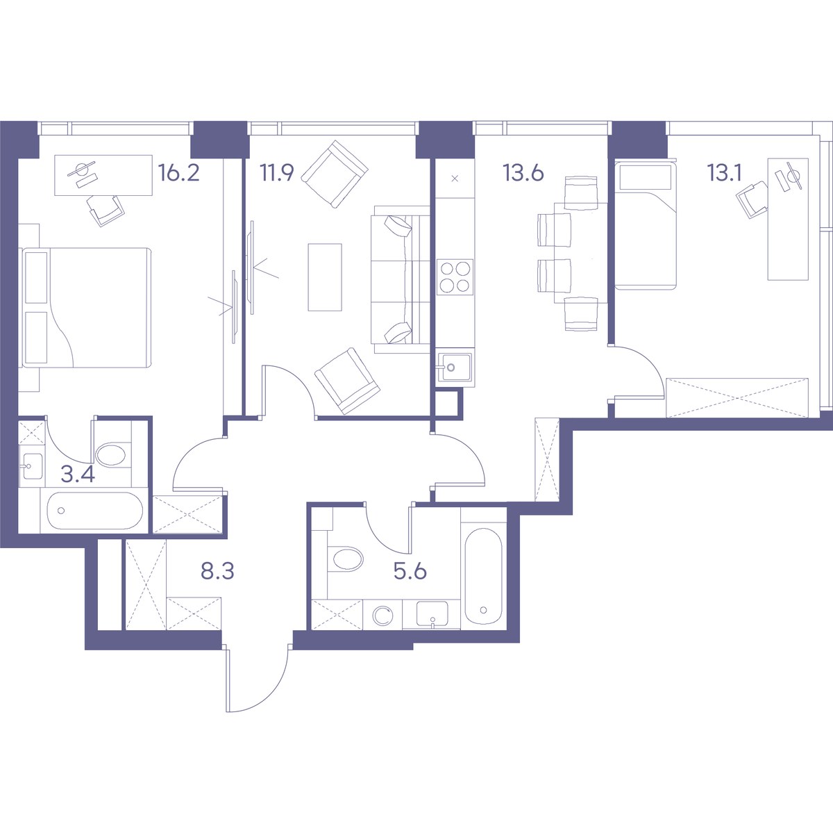 Планировка 72.1 м²