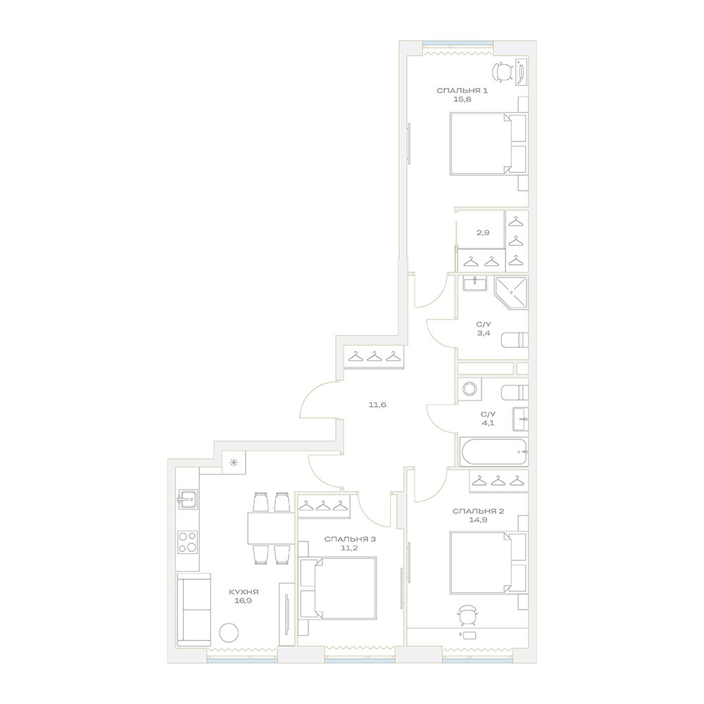 Планировка 80.8 м²