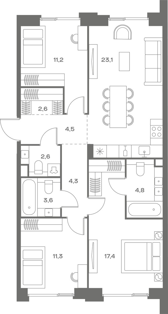 Планировка 85.4 м²