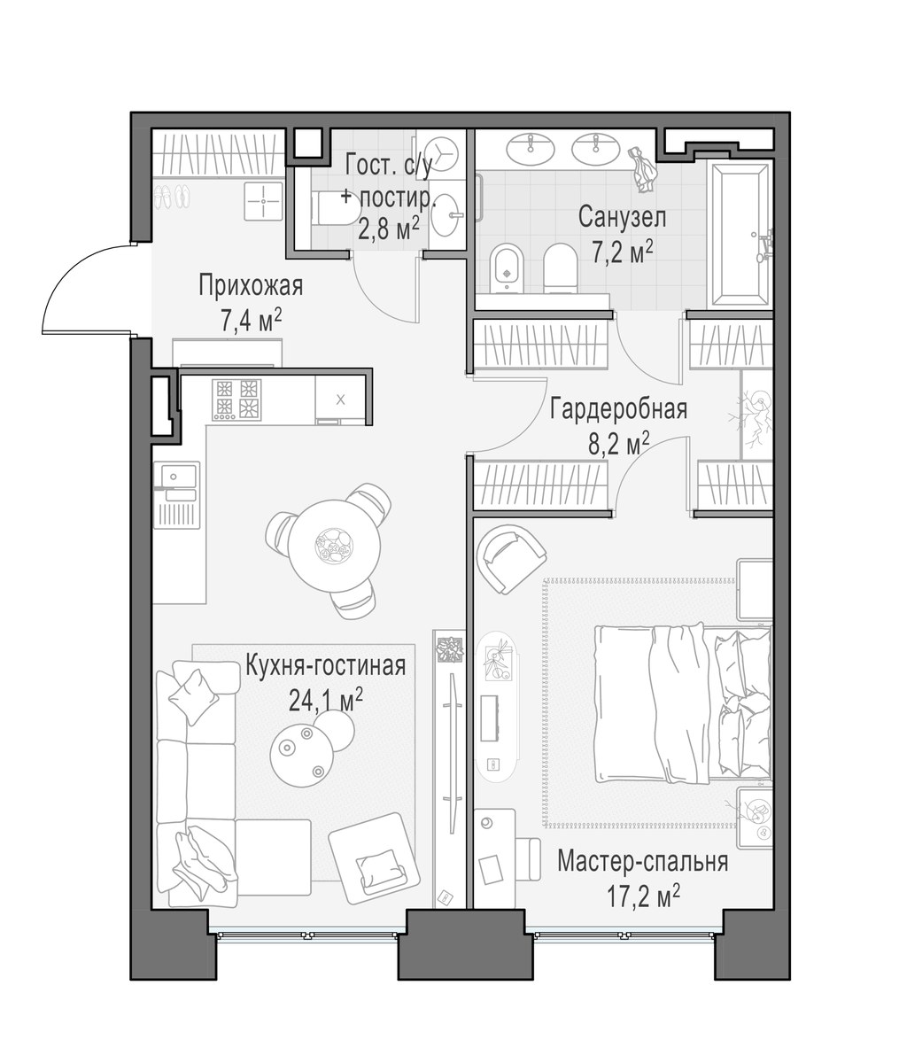 Планировка 67.3 м²