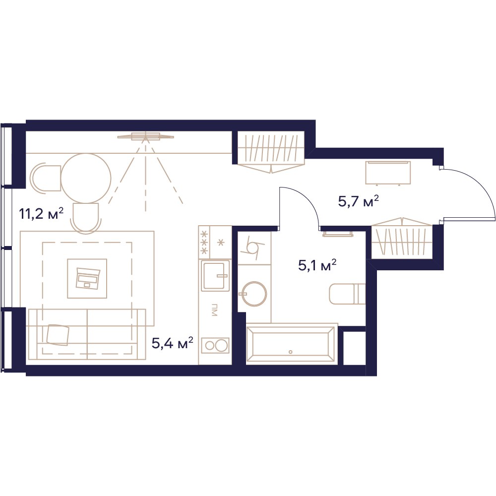 Планировка 27.4 м²