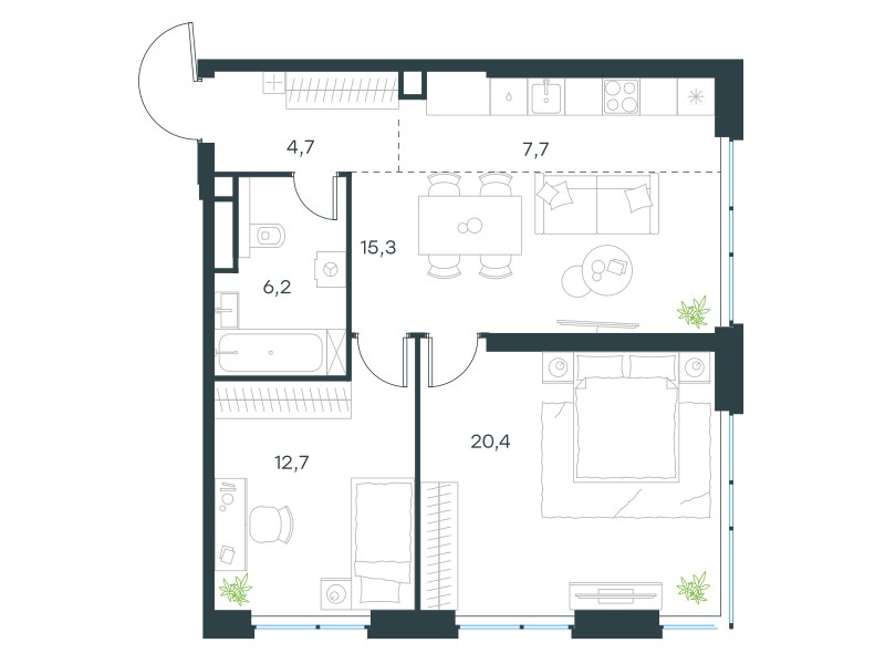 Планировка 67.0 м²