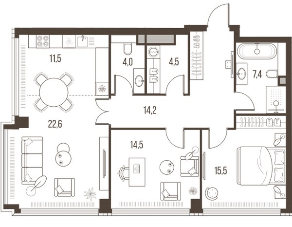 Планировка 94.2 м²