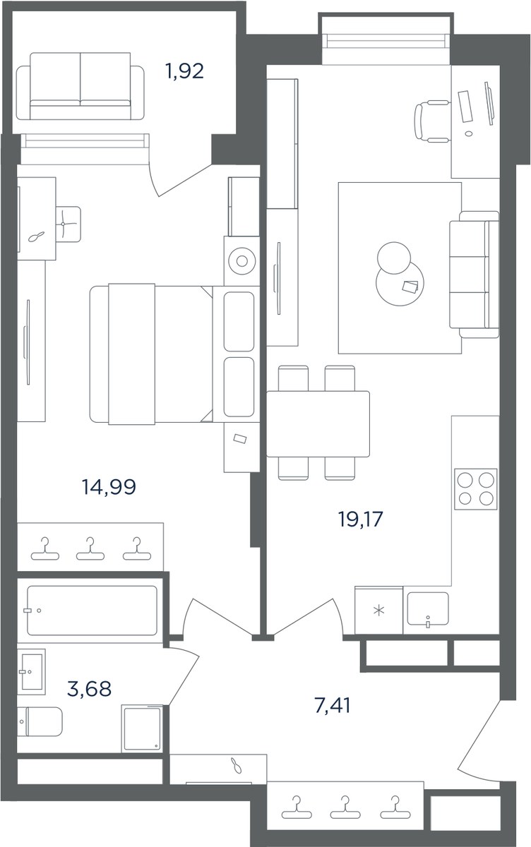 Планировка 47.5 м²